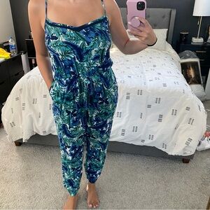 ASOS Blue and Green Tropical Jumpsuit